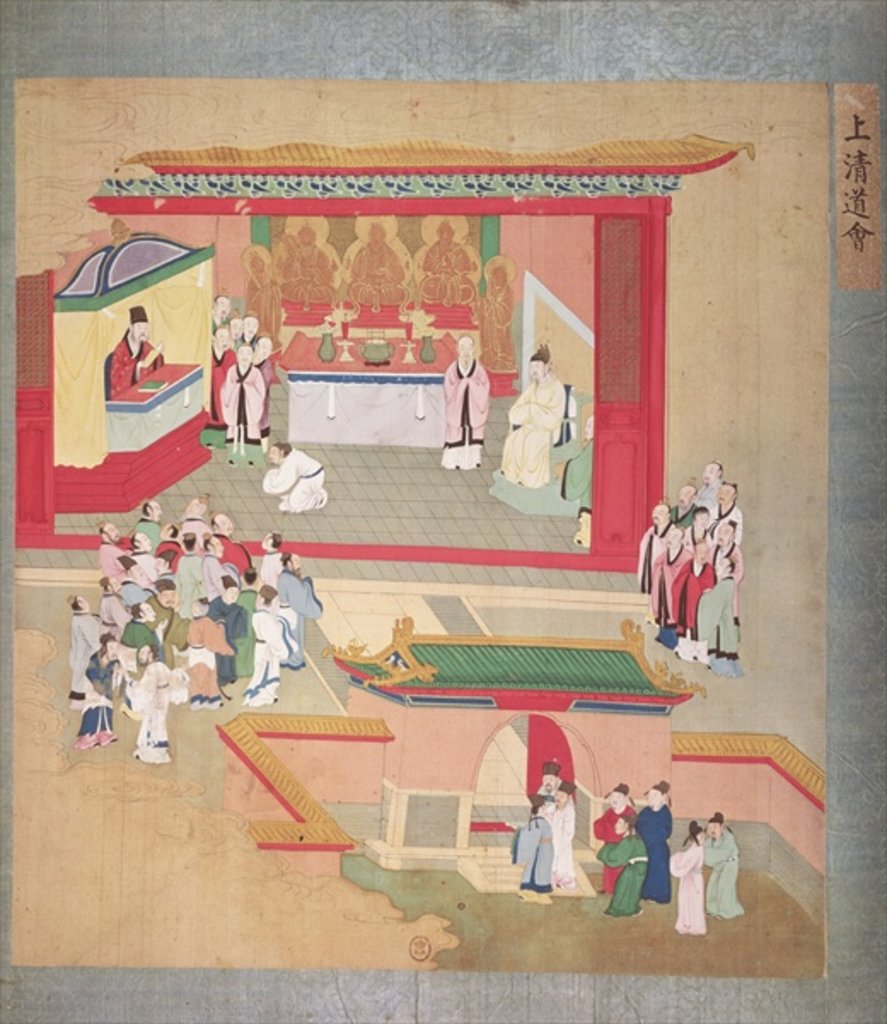 Detail of Emperor Hui Tsung practising with the Buddhist sect Tao-See, from a History of the Emperors of China by Chinese School
