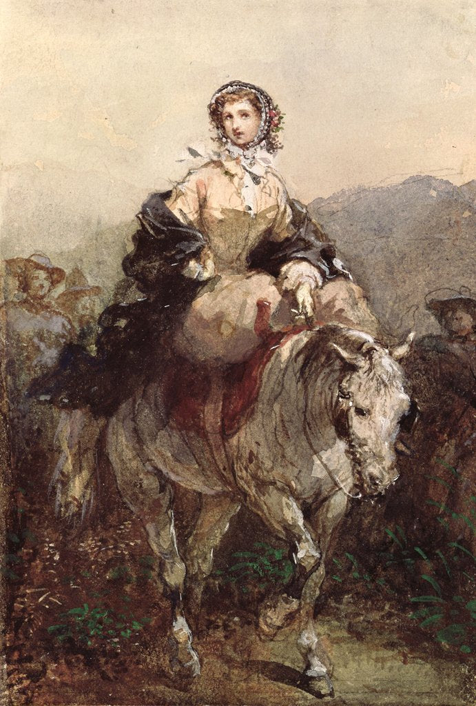 Detail of Young Woman on a Horse by Eugene-Louis Lami