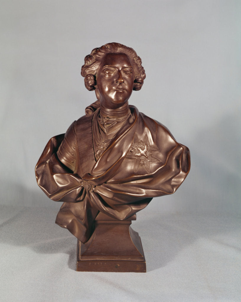 Detail of Bust of Louis XV 1751 by Jean Baptiste II Lemoyne