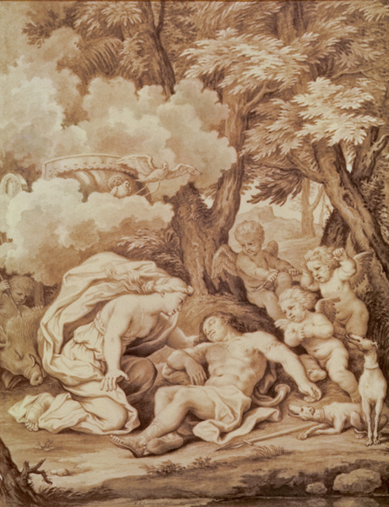 Detail of Venus Discovering Adonis by Francois Chauveau