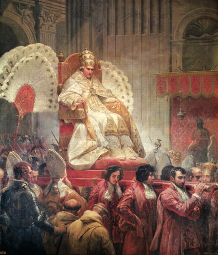 Detail of Pope Pius VIII in St. Peter's on the Sedia Gestatoria, 1829 by Emile Jean Horace Vernet