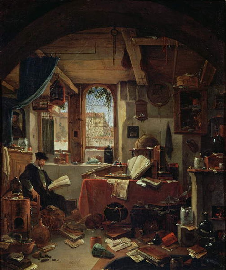 Detail of An Alchemist in his Laboratory by Thomas Wyck