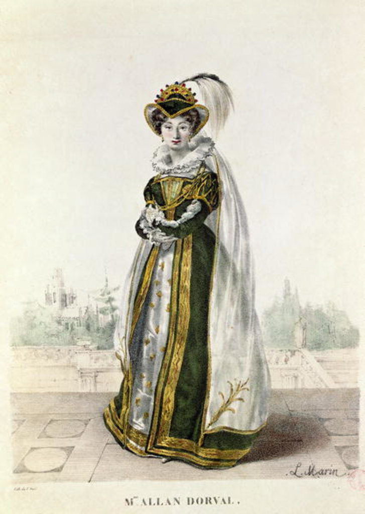 Detail of Marie Dorval in 'Marion Delorme' by Victor Hugo at the Theatre de la Porte Saint-Martin, engraved by F. Noel by L. Marin