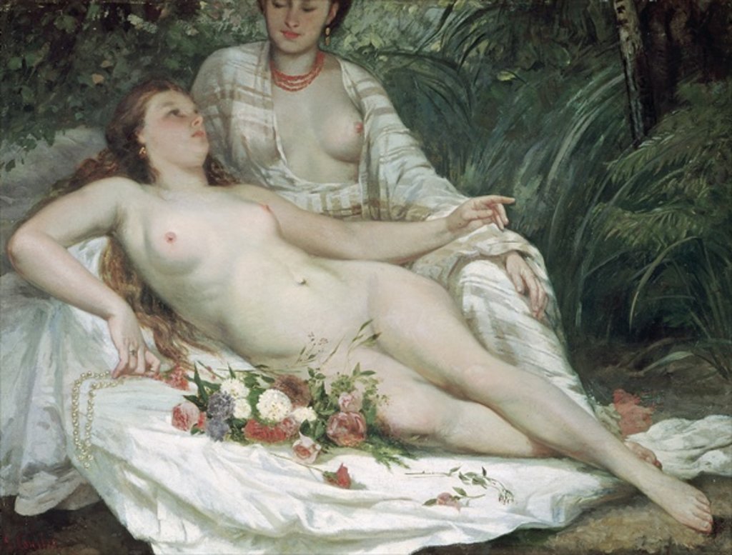 Detail of Bathers or Two Nude Women, c.1858 by Gustave & Hanoteau Hector (1823-90) Courbet