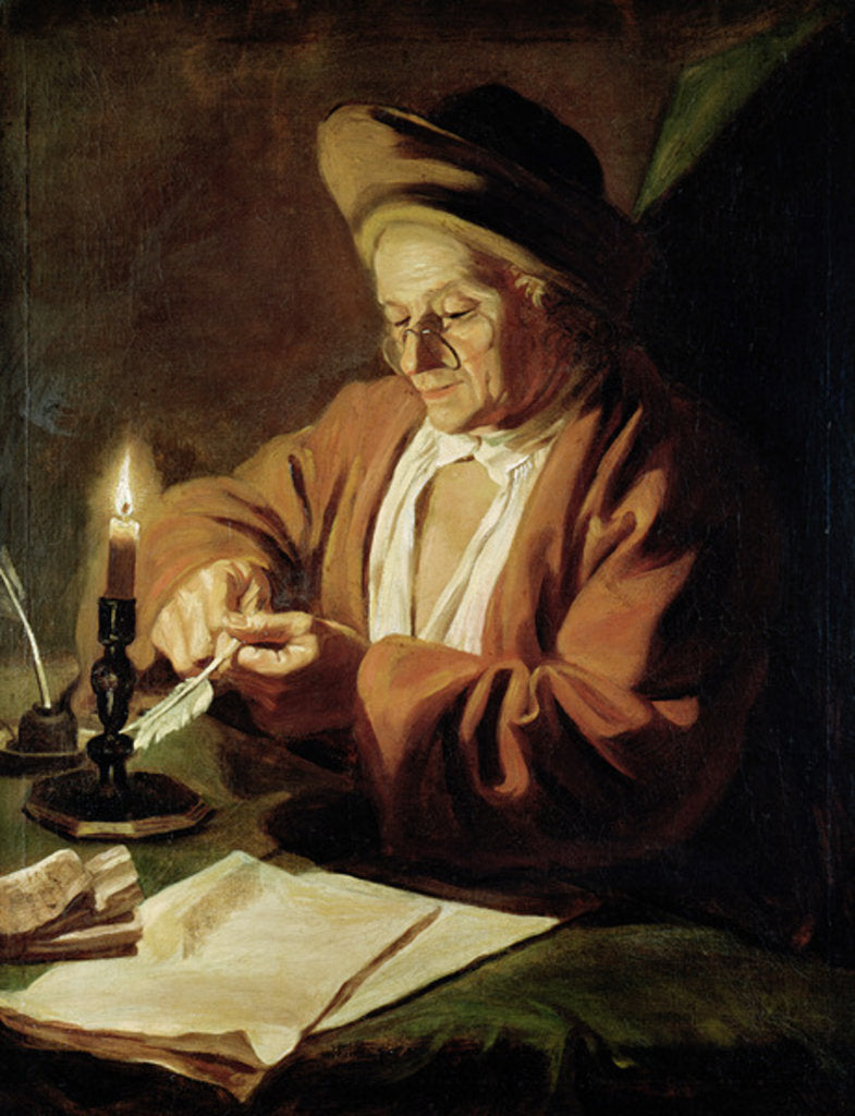 Detail of The Elderly Writer by Paul Ponce Antoine Robert