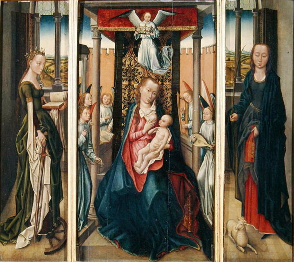 Detail of The Virgin and Child with SS. Catherine and Agnes by Master of the Legend of St. Catherine