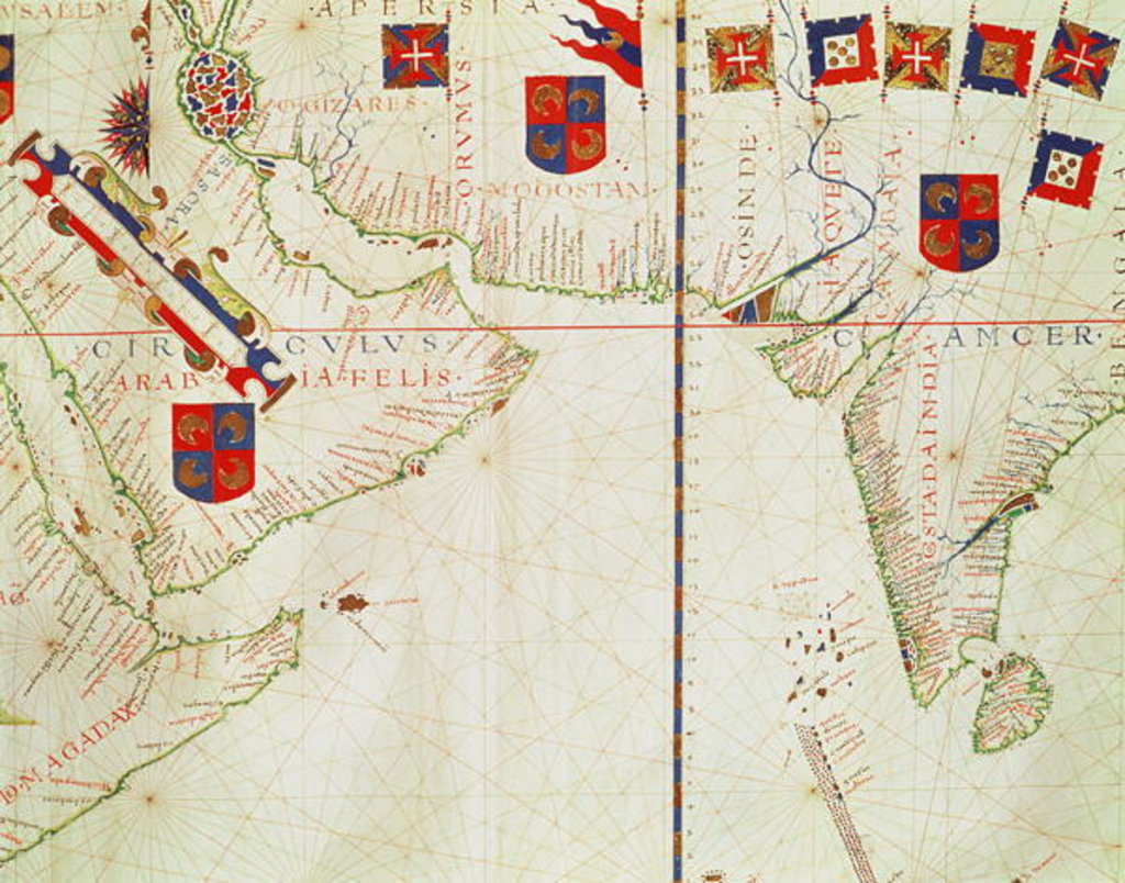 Detail of Fol.16 Map of Persia, Arabia and India, from an atlas, 1571 by Fernao Vaz Dourado