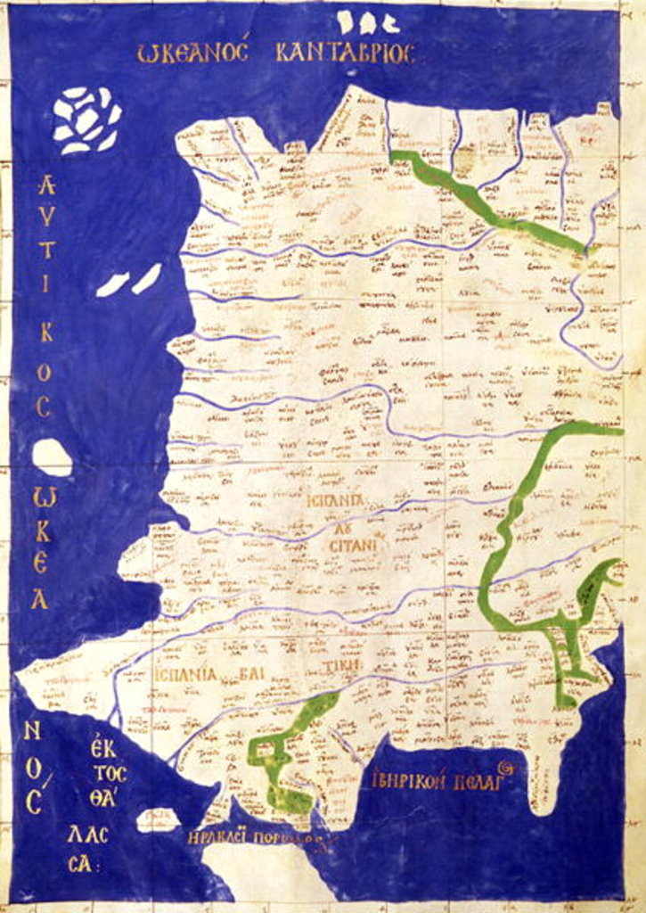 Detail of Map of Spain and Portugal by Ptolemy