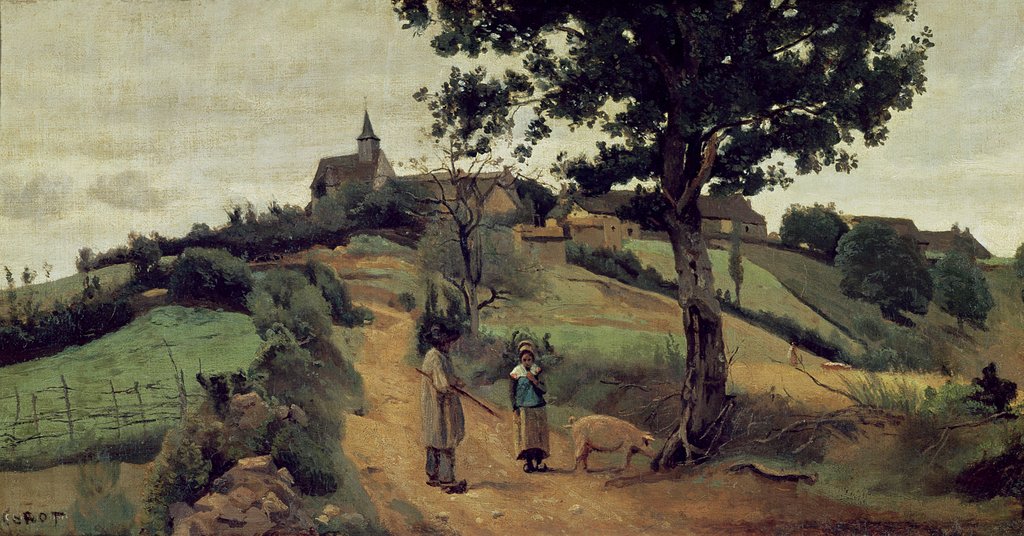 Detail of Saint-Andre-en-Morvan, 1842 by Jean Baptiste Camille Corot