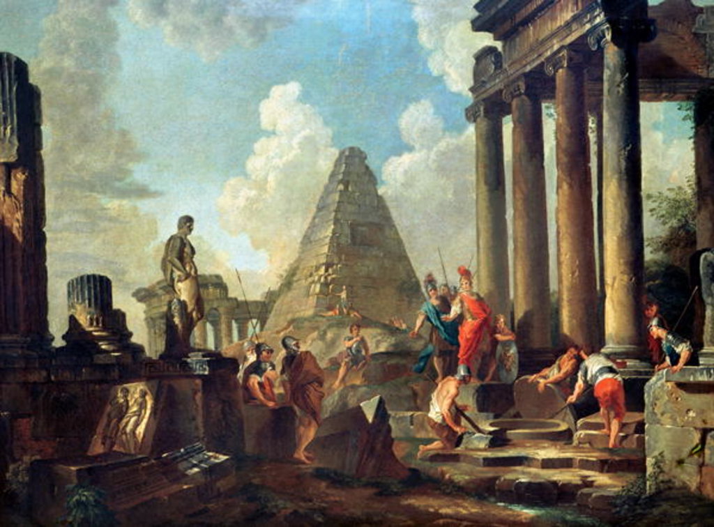 Detail of Alexander III the Great before the Tomb of Achilles by Giovanni Paolo Pannini or Panini