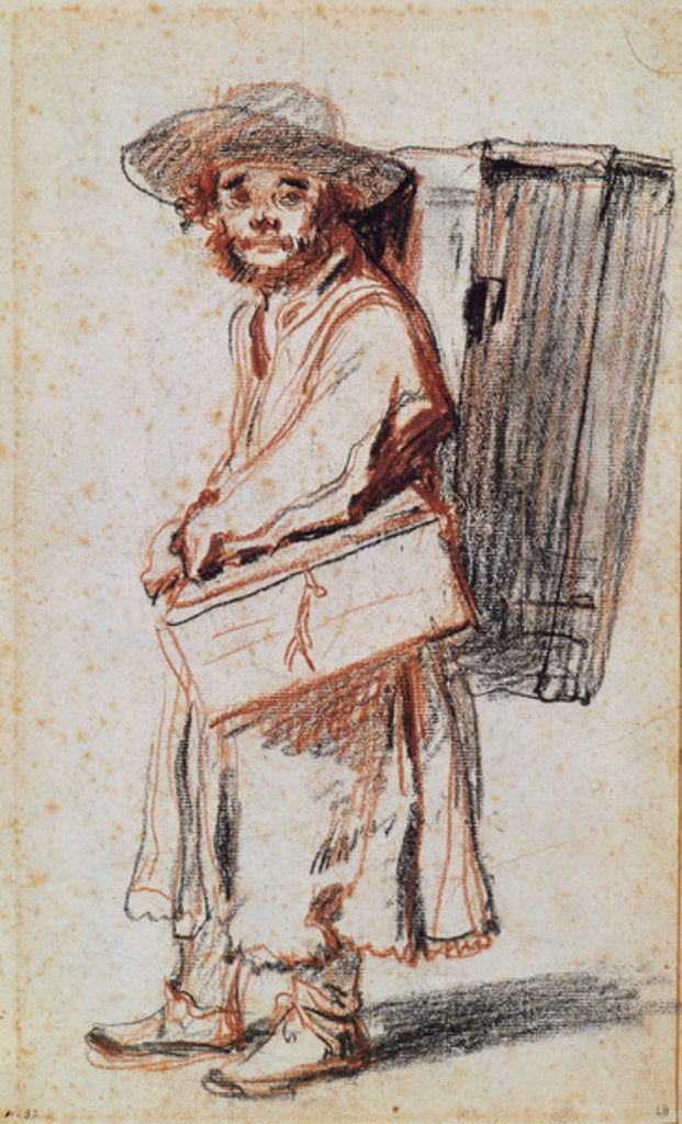 Detail of Study of a Pedlar from the Auvergne by Jean Antoine Watteau