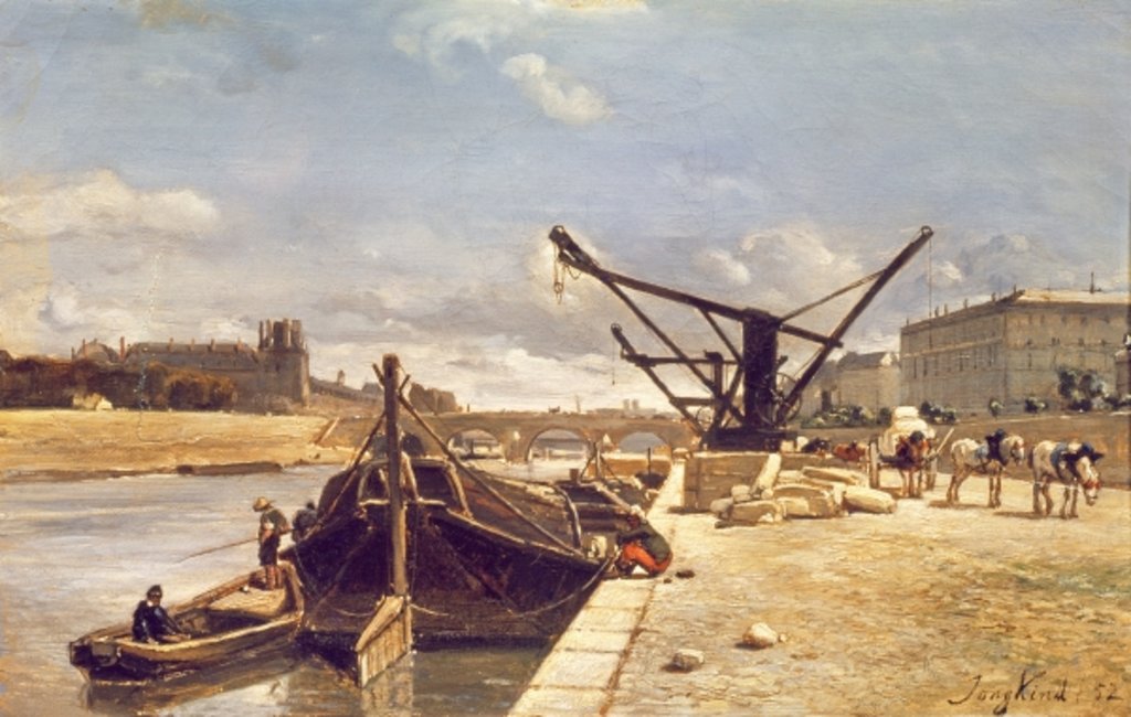 Detail of View of the Pont Royal, Paris by Johan-Barthold Jongkind