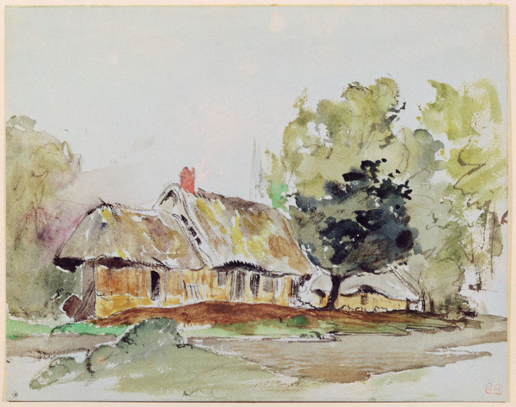 Detail of Cottage under Large Trees in Summer, c.1831 by Ferdinand Victor Eugene Delacroix