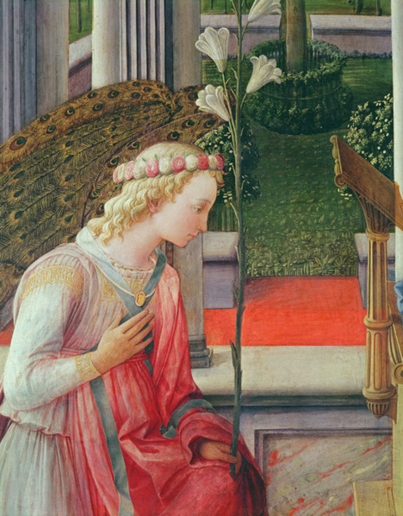 Detail of The Annunciation, detail of the Angel Gabriel by Fra Filippo Lippi