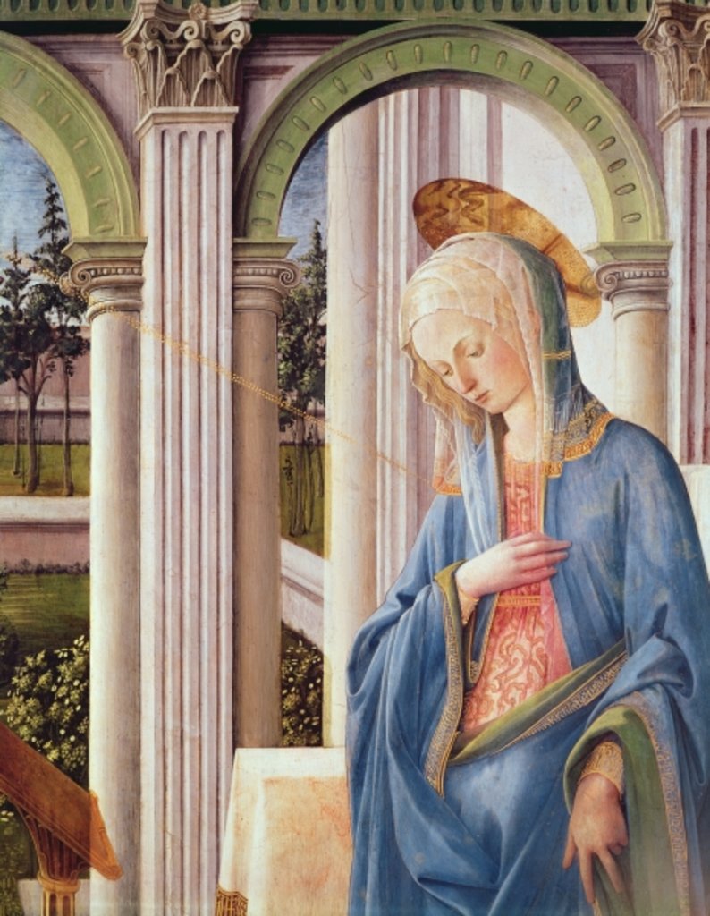 Detail of The Annunciation, detail of the Virgin Mary by Fra Filippo Lippi