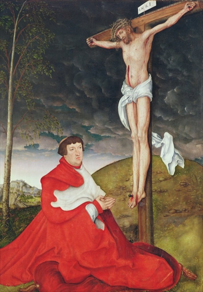 Detail of Albert, Cardinal Elector of Mainz at the foot of the Cross by Lucas the Elder Cranach