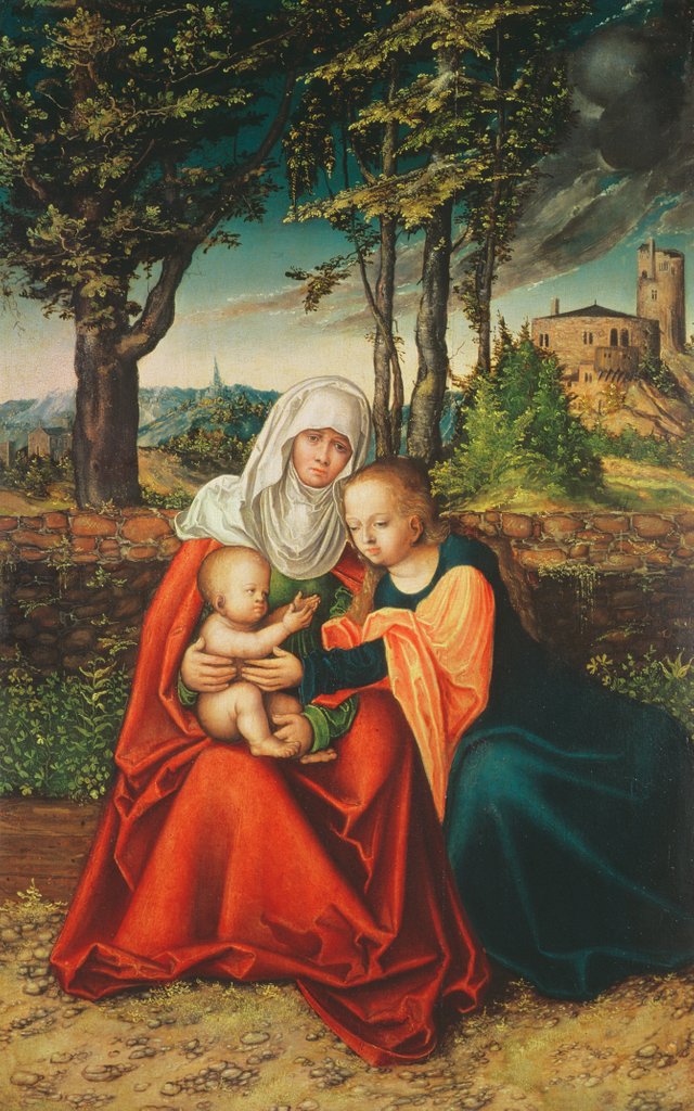 Detail of The Virgin Mary with Saint Anne holding the infant Jesus by Lucas the Elder Cranach