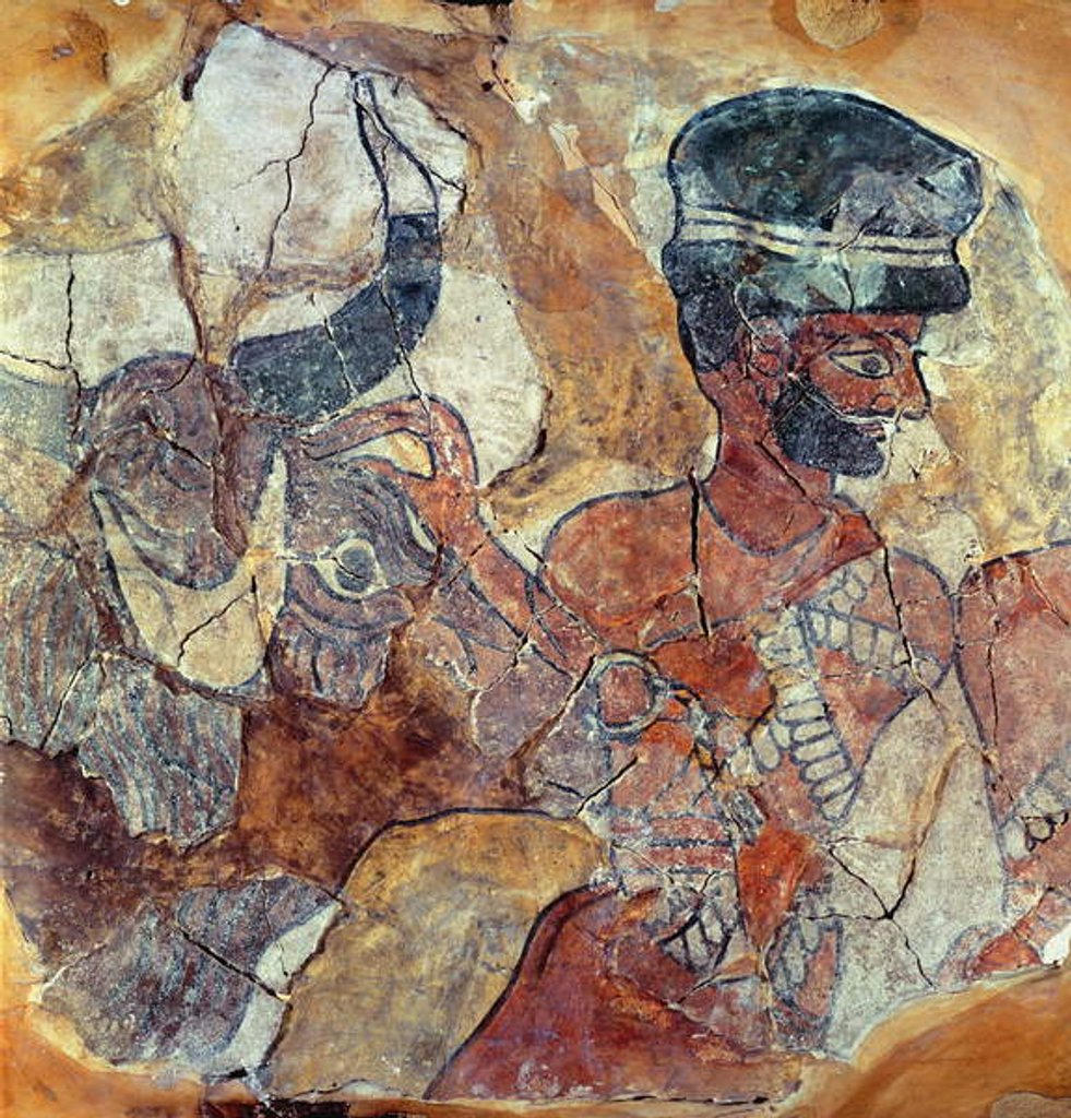 Detail of A priest leading a bull to sacrifice by Mesopotamian