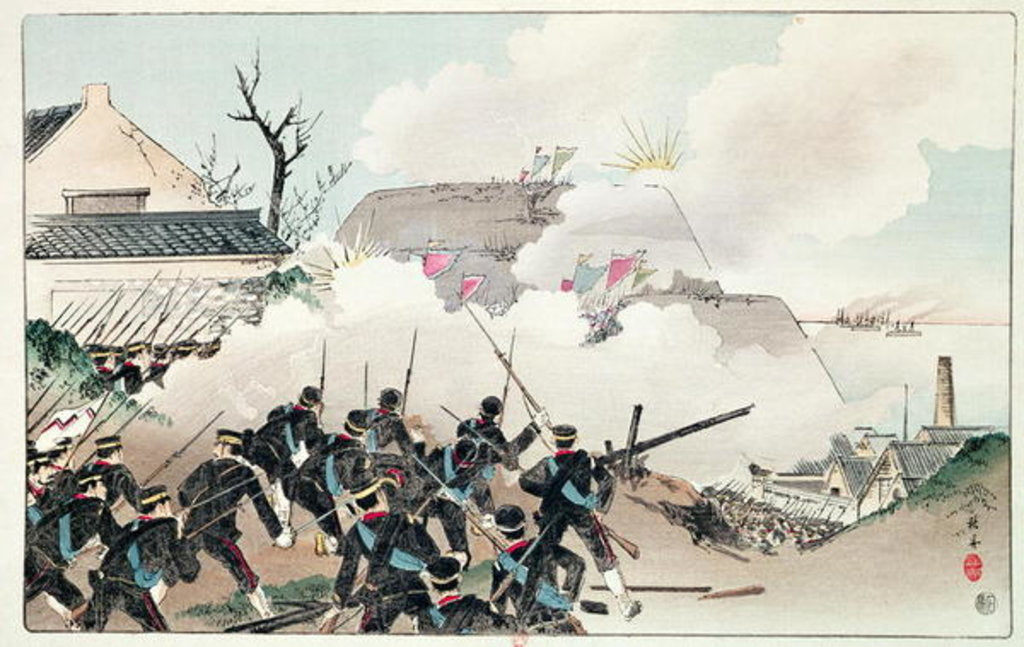 Detail of The Battle of Port Arthur, c.1894 by School Chinese