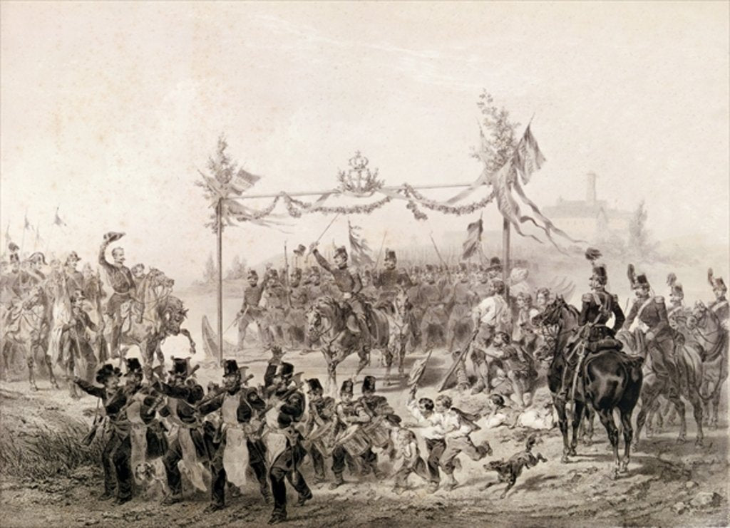 Detail of Charles-Albert I Prince of Carignan in Charge of the Piedmontese Army Crossing the Tessin by Italian School