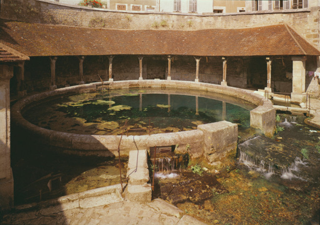 Detail of View of the wash-house constructed around the Fosse Dionne by French School