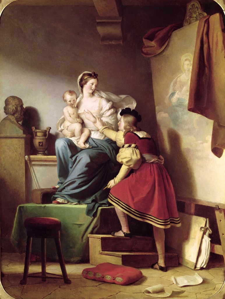 Detail of Raphael Adjusting his Model's Pose for his Painting of the Virgin and Child by Alexandre Evariste Fragonard