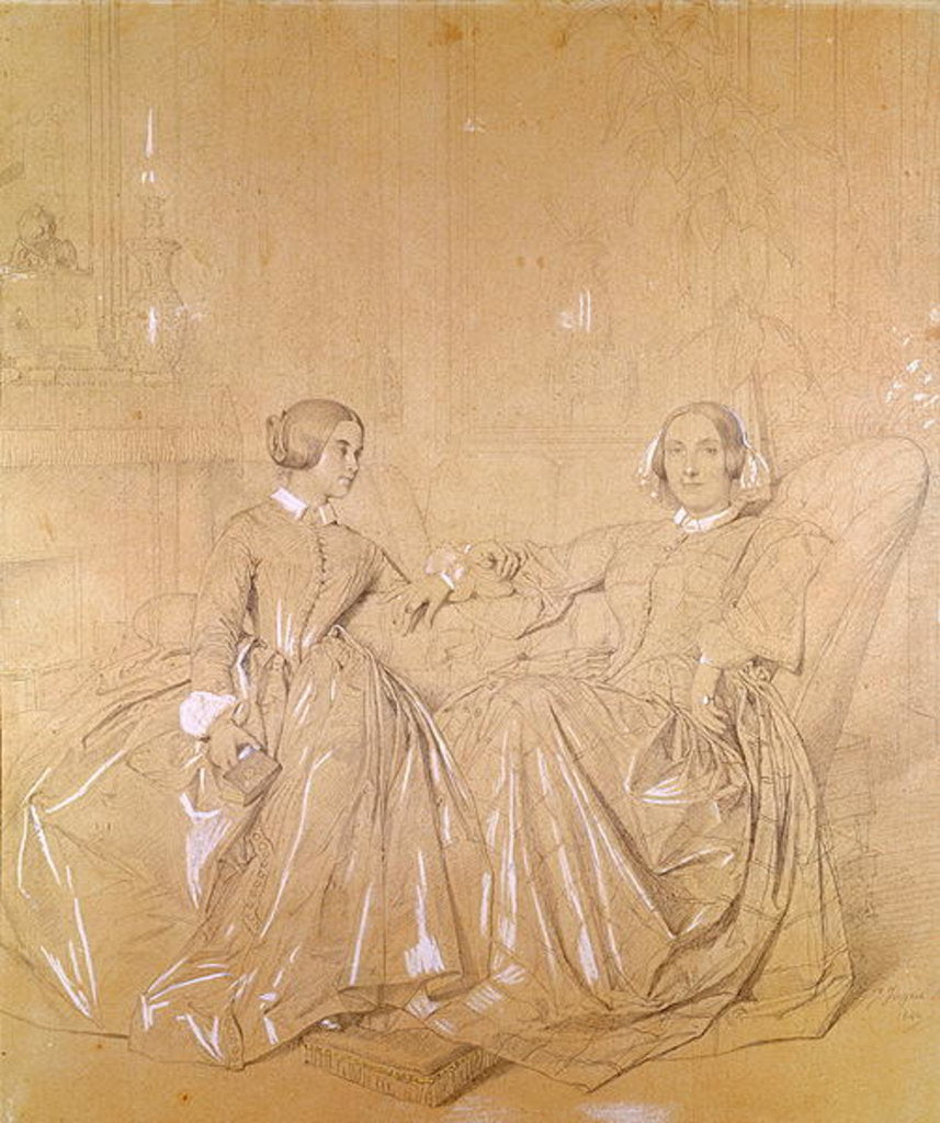 Detail of Countess Charles d'Agoult and her daughter Claire d'Agoult, May 1849 by Jean Auguste Dominique Ingres