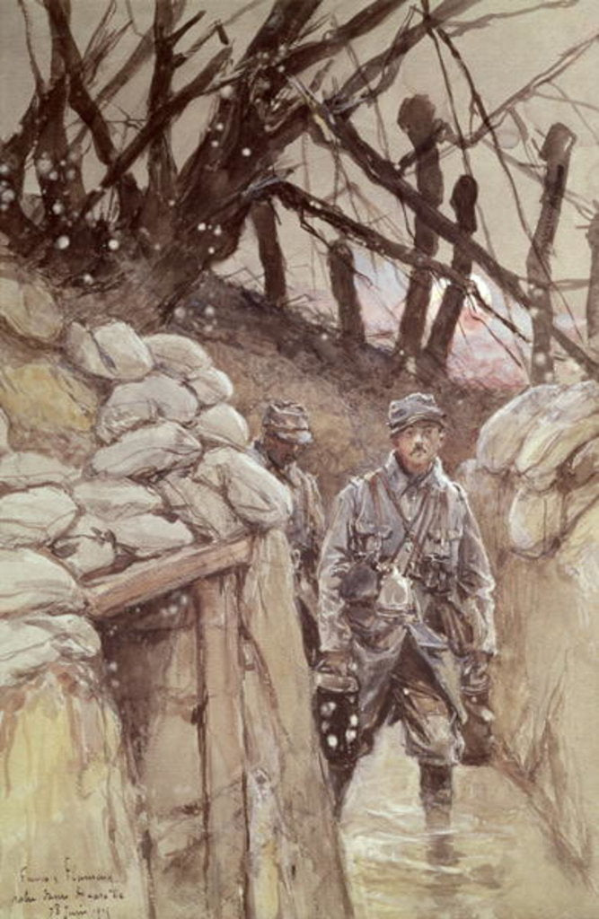 Detail of Infantrymen in a Trench, Notre-Dame de Lorette, 1915 by Francois Flameng