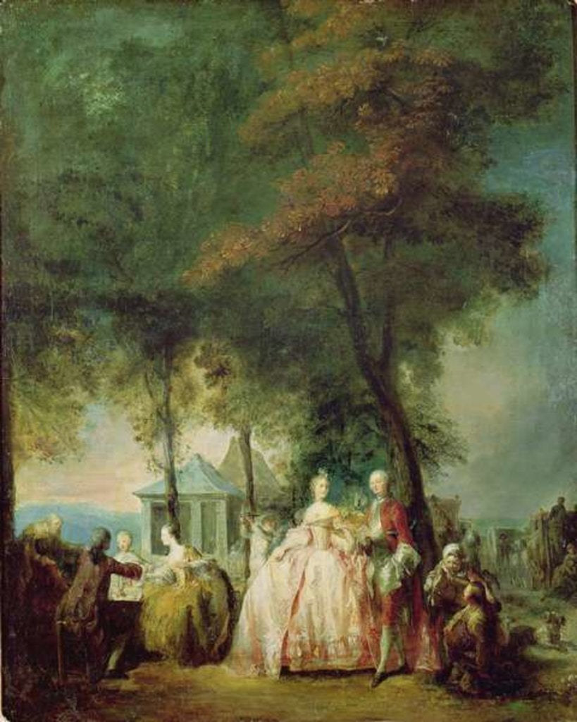Detail of Promenade at Longchamp, c.1760 by Gabriel de Saint-Aubin