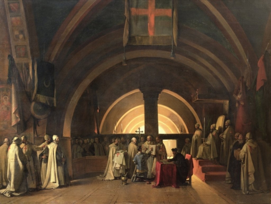 Detail of The Inauguration of Jacques de Molay into the Order of Knights Templar in 1295, 19th century by Francois-Marius Granet