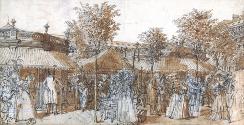 Detail of The Palais Royal Garden Walk in 1787 by Claude Louis Desrais