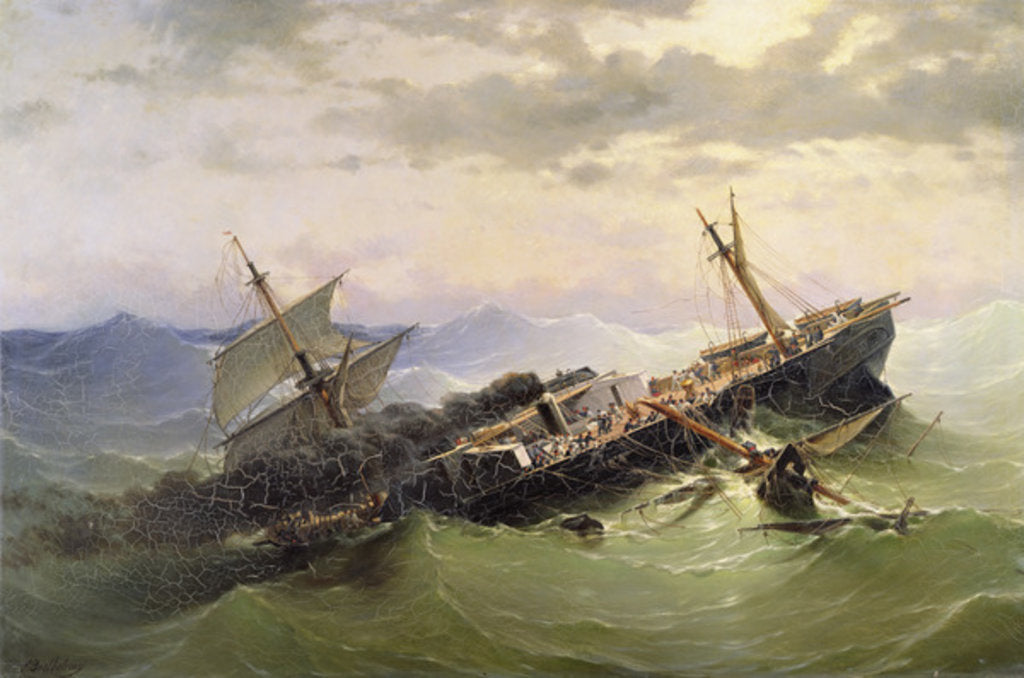 Detail of Seascape by Pierre Emile Berthelemy