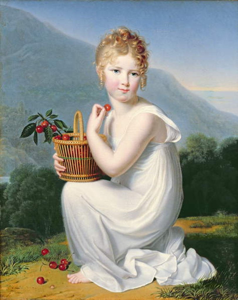 Detail of Young Girl Eating Cherries by Jeanne-Elisabeth Chaudet