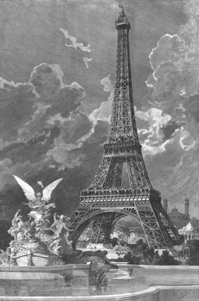 Detail of The Eiffel Tower Universal Exhibition of 1889 in Paris, 1888 by Albert Bellenger