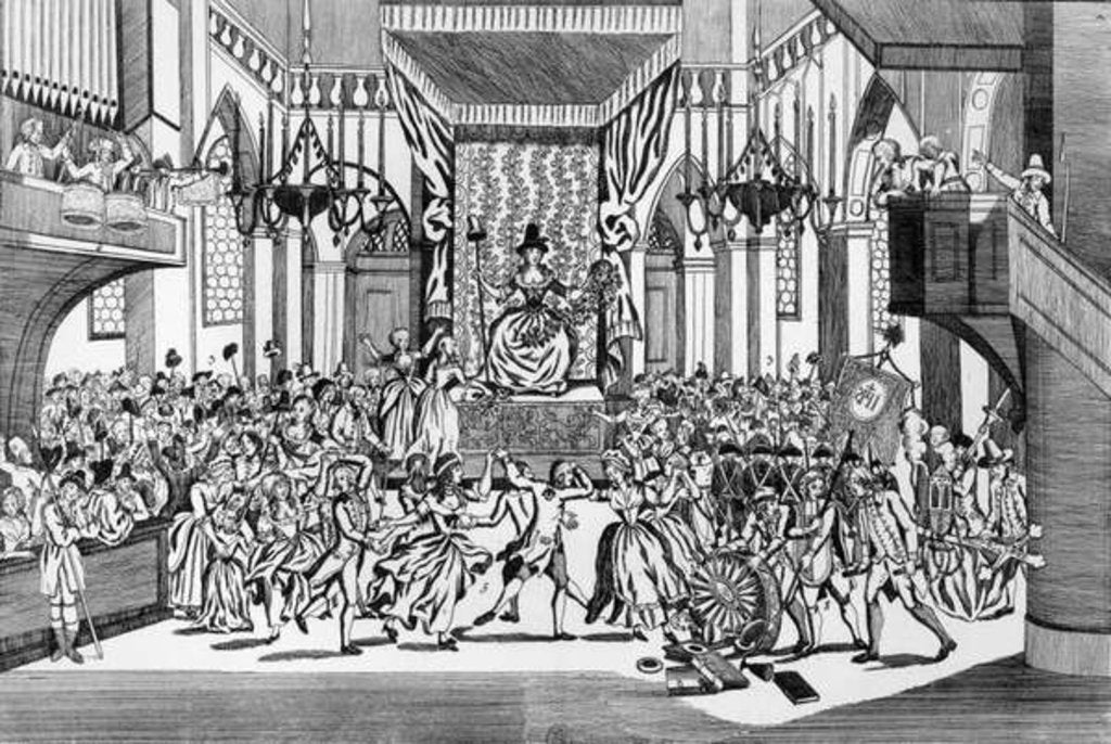 Detail of Celebration of the Goddess of Reason at Notre-Dame cathedral in Paris, 10th November 1793 by Auguste Christian Fleischmann