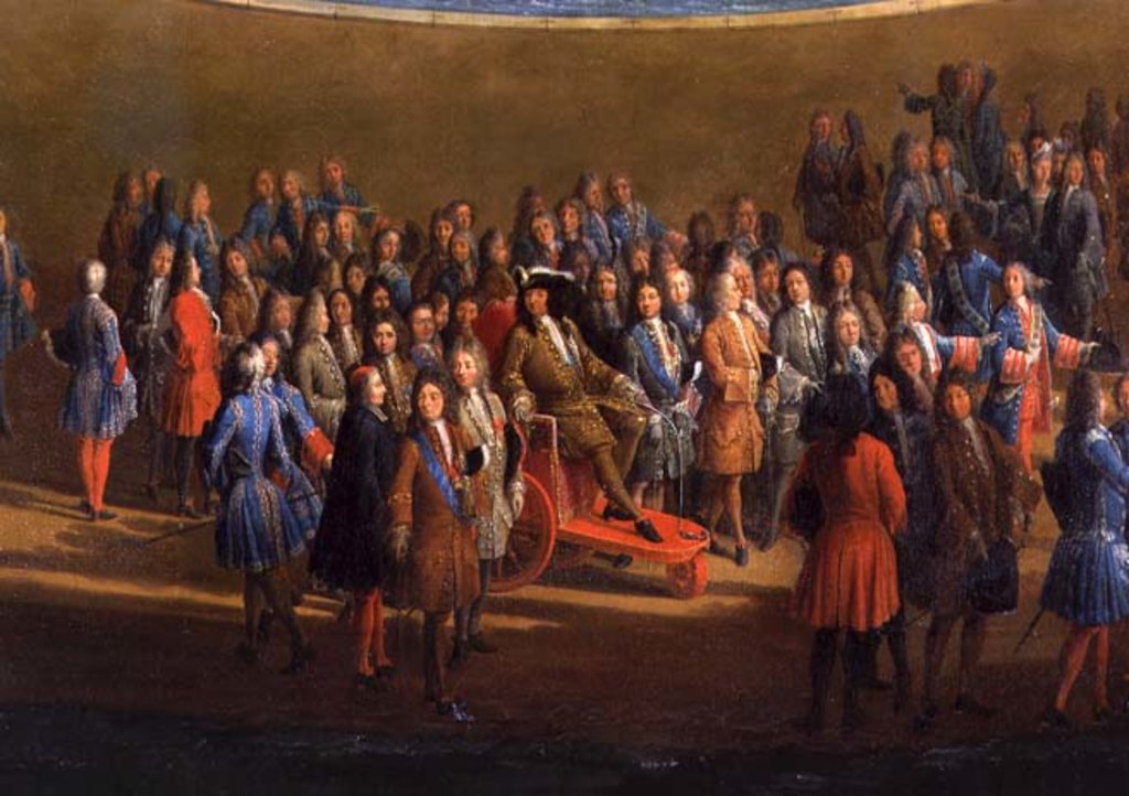 Detail of View of the Bassin d'Apollon in the gardens of Versailles by Pierre-Denis Martin