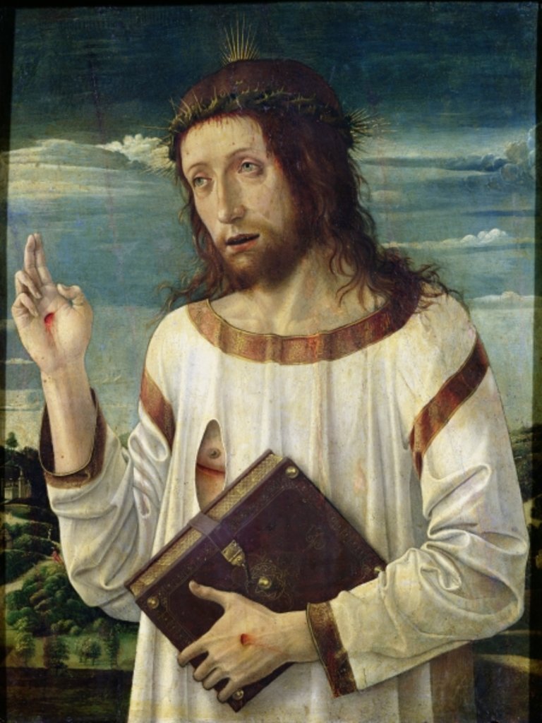 Detail of Christ Blessing by Giovanni Bellini