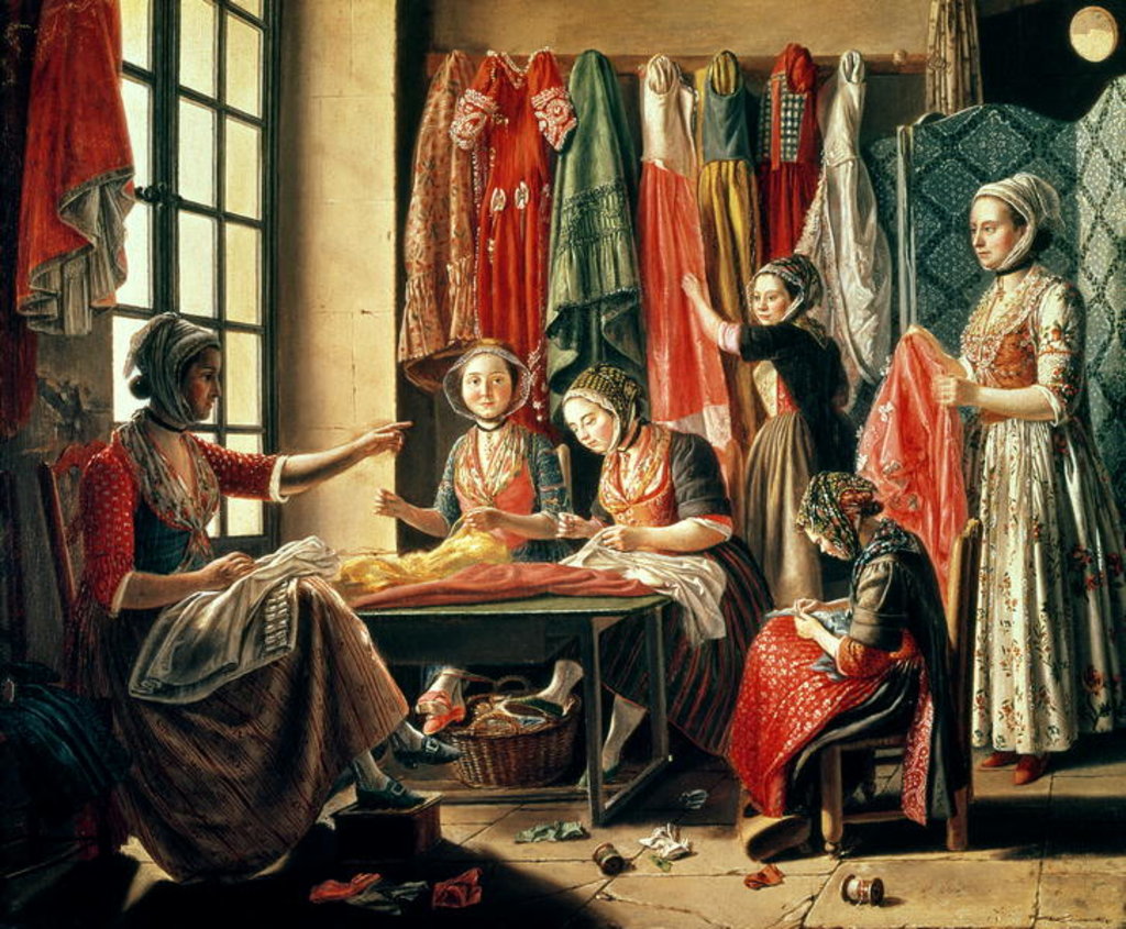Detail of The Couturier's workshop, Arles, 1760 by Antoine Raspal