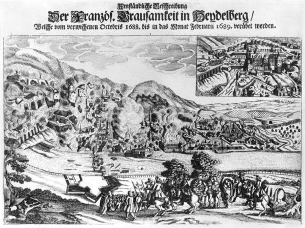 Detail of The taking and destruction of Heidelberg by the French in February 1689 by German School