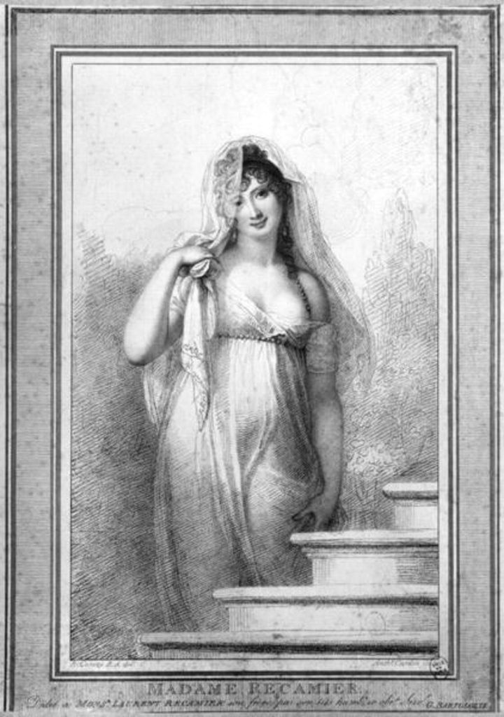 Detail of Madame Recamier engraved by Antoine or Anthony Cardon 1804 by Richard Cosway