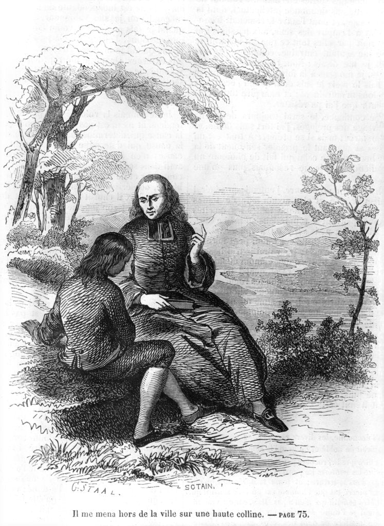 Detail of Illustration from 'L'Emile' by Jean-Jacques Rousseau engraved by Noel Eugene Sotain published in 1851 by Pierre Gustave Eugene Staal