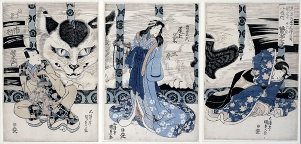 Detail of The village of Yatsuhashi at Okasaki by Utagawa Kunisada