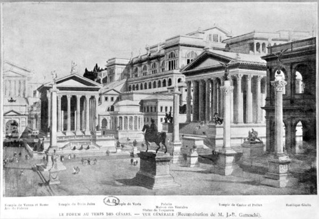Detail of The Roman Forum of Antiquity, reconstruction of Giambattista Gatteschi by School French
