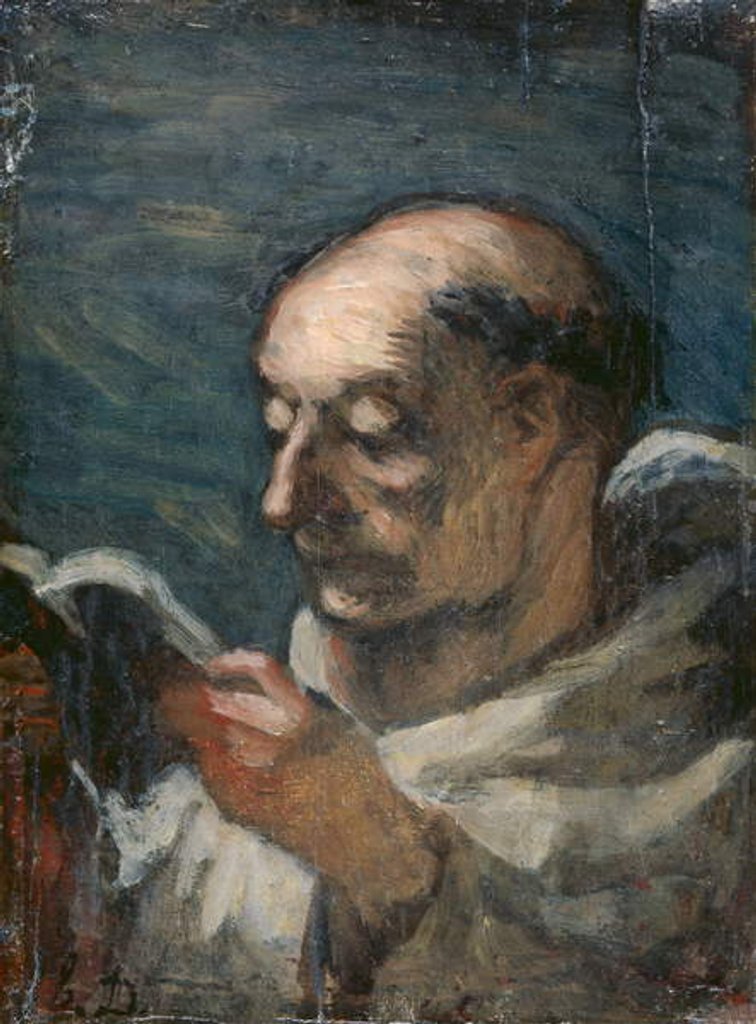 Detail of Monk Reading by Honore Daumier