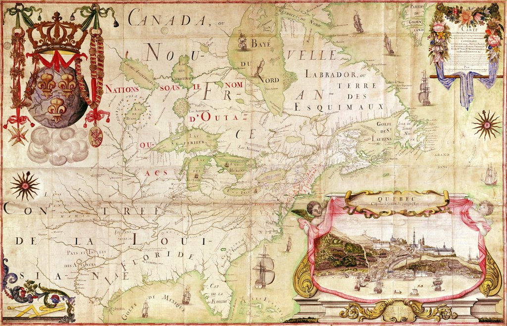 Detail of Map of Canada by Jean Baptiste Louis Franquelin