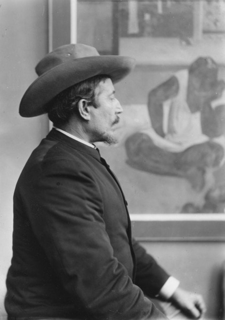 Detail of Paul Gauguin in front of his canvases, c.1893 by French Photographer