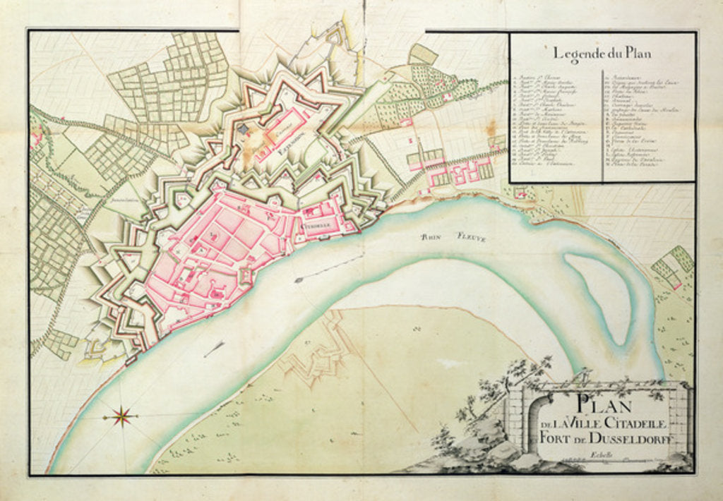 Detail of Map of Dusseldorf by French School