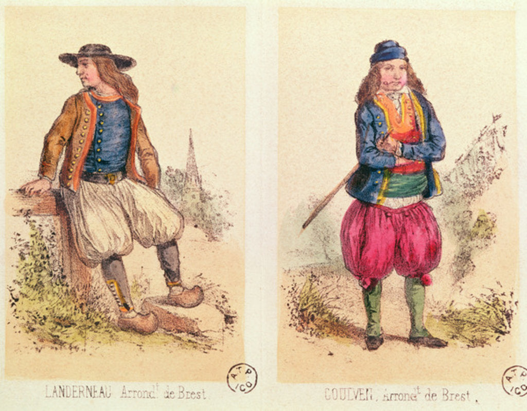 Detail of Male costumes from Landerneau and Goulven by French School
