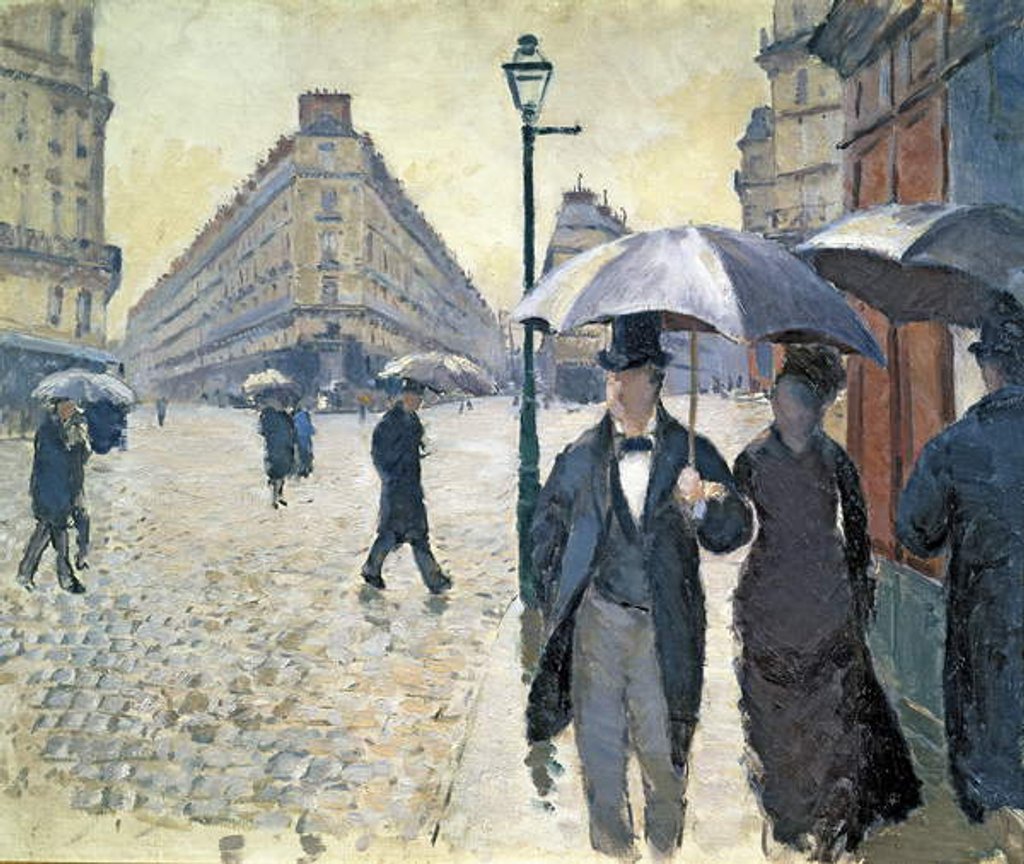 Detail of Sketch for 'Paris, a Rainy Day', 1877, pre-restoration by Gustave Caillebotte