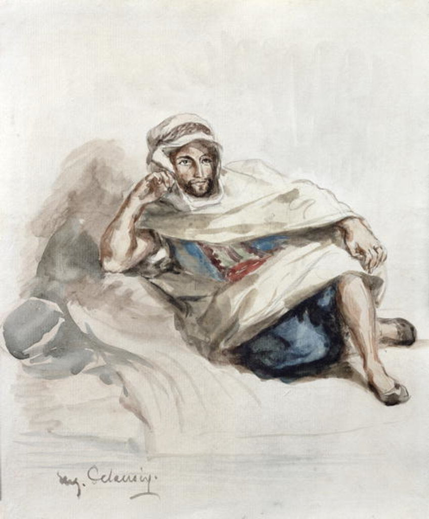 Detail of Seated Arab by Ferdinand Victor Eugene Delacroix